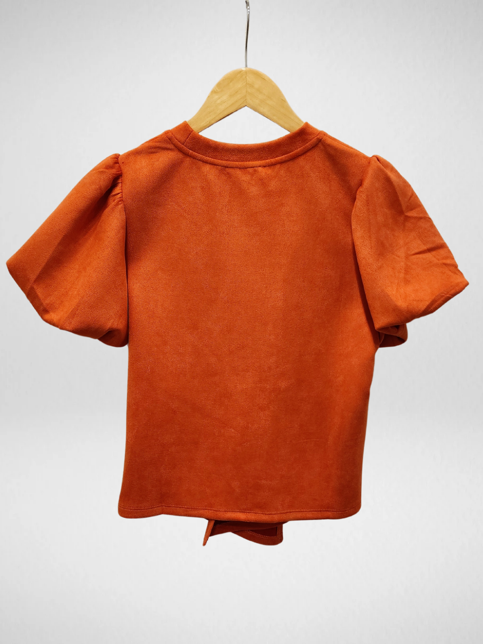 THML - Puff Sleeve Suede Top - Orange