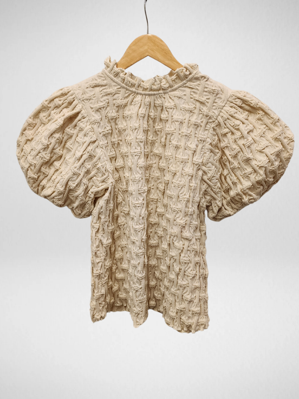 THML - Textured Puff Sleeve Top - Cream