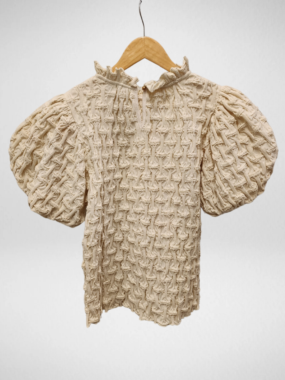 THML - Textured Puff Sleeve Top - Cream