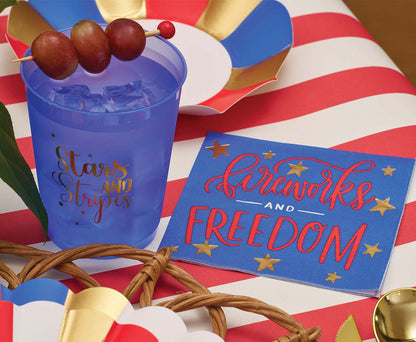 Modern Patriotic Cocktail Napkins Fireworks (20 Ct)