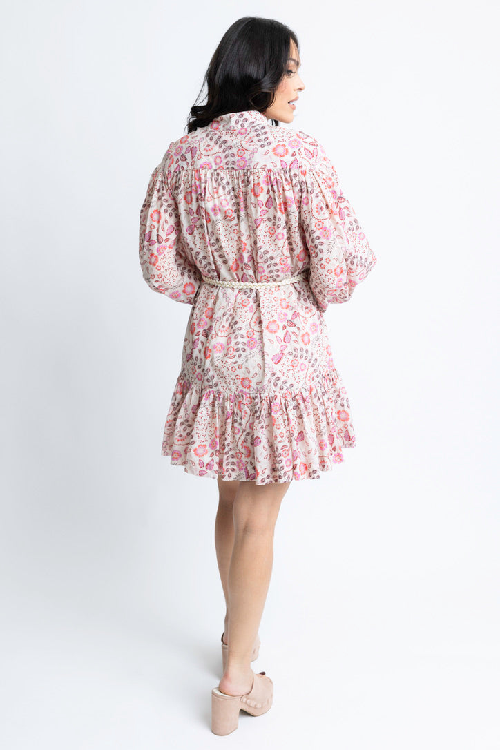 Karlie - Floral Paris Button Down Dress - Pink