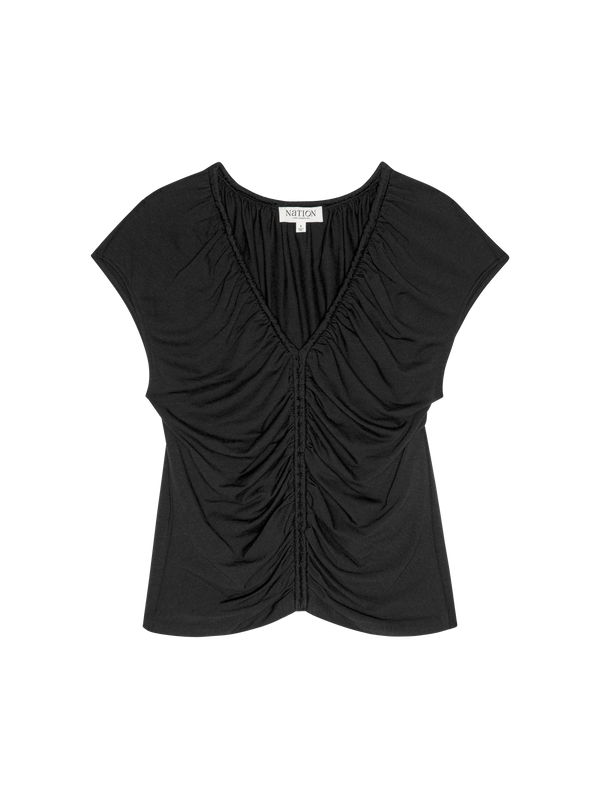Dona V-Neck Top - Jet Black