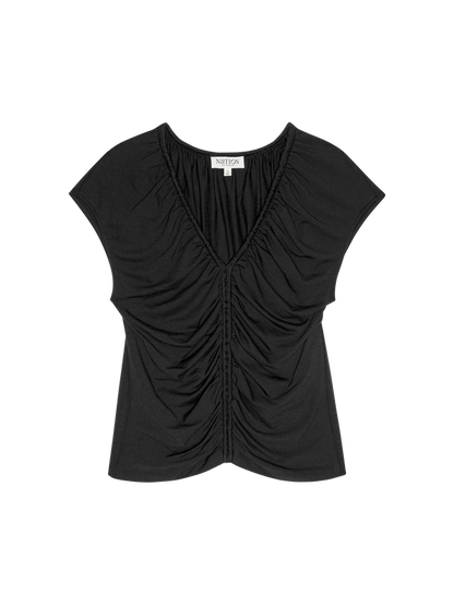 Dona V-Neck Top - Jet Black