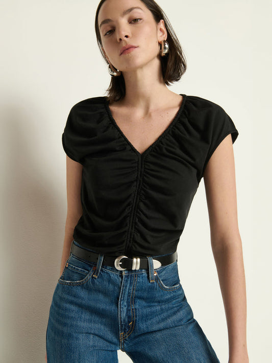 Dona V-Neck Top - Jet Black