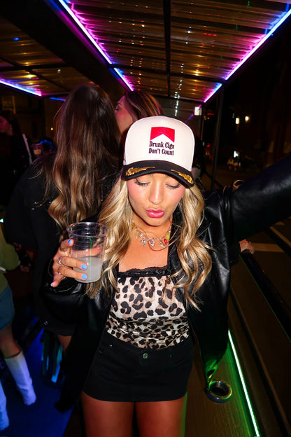 Drunk Cigs Don't Count Hat - Black/Natural/Decorated