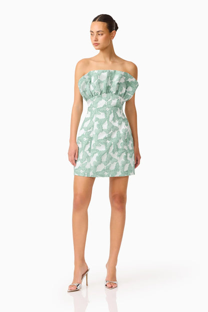 Lisette Ruffle Mini Dress in Sea Green