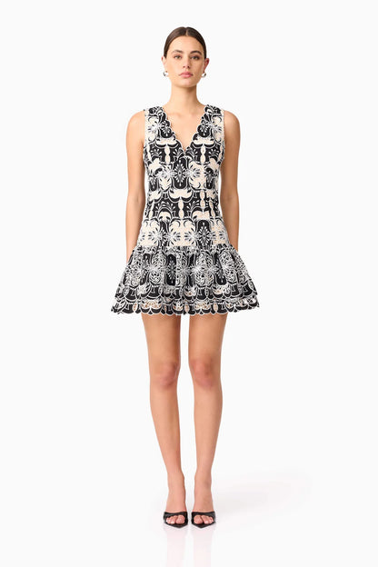 Jolie Floral Mini Dress in Black