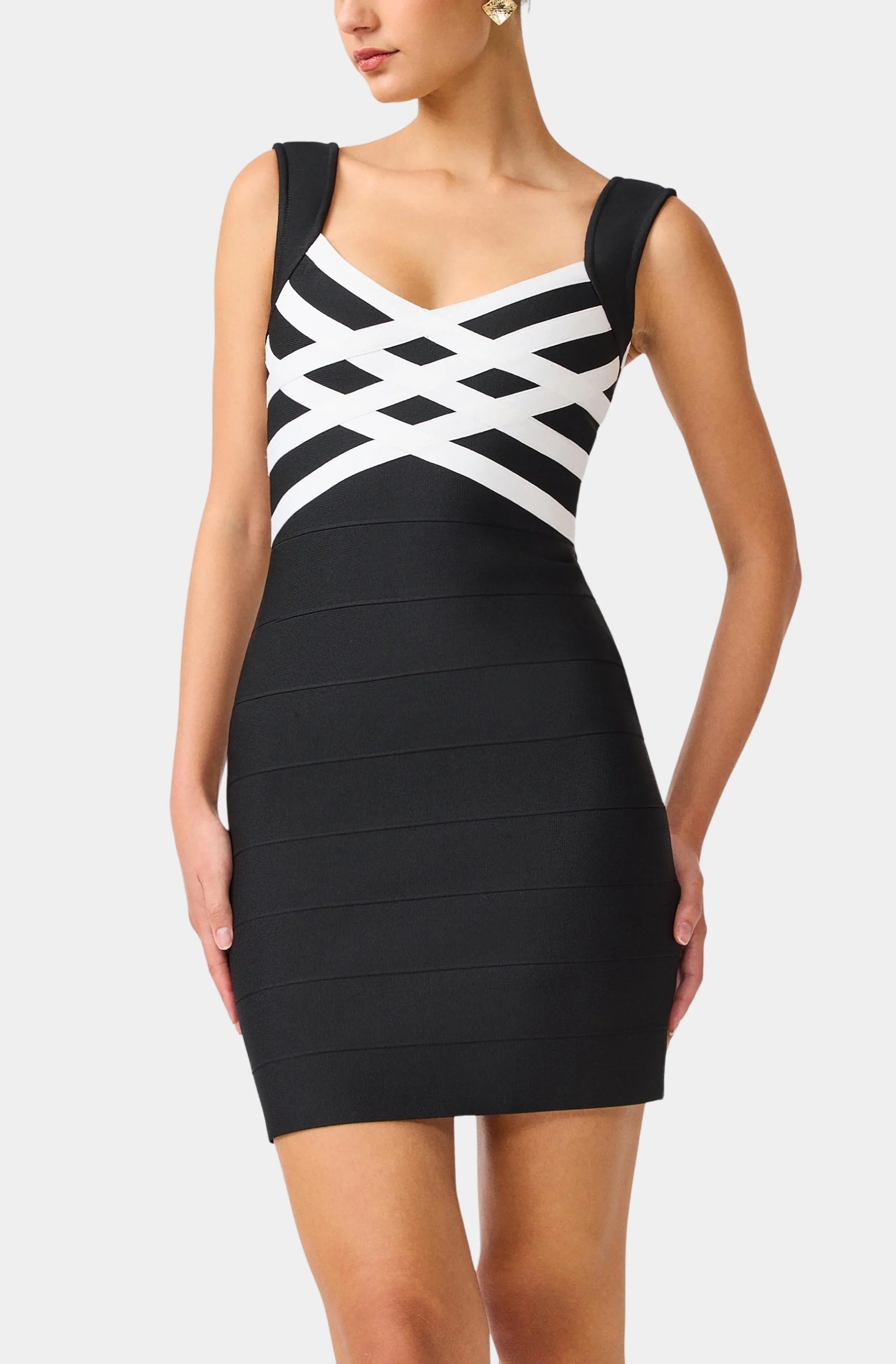 Ninette Sleeveless Mini Dress in Black & White