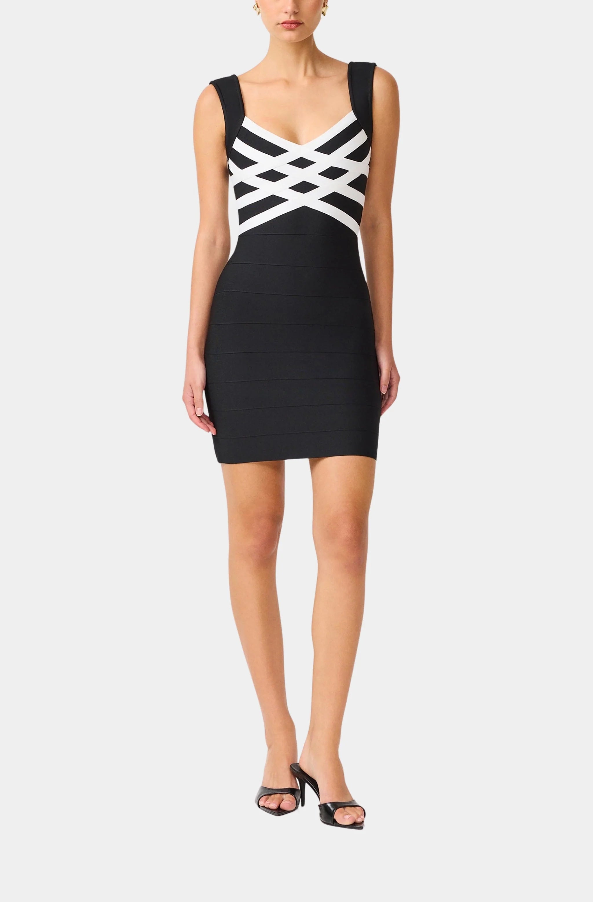 Ninette Sleeveless Mini Dress in Black & White