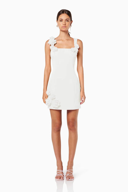 ELLIATT - Trompe 3D Floral Mini Dress - White