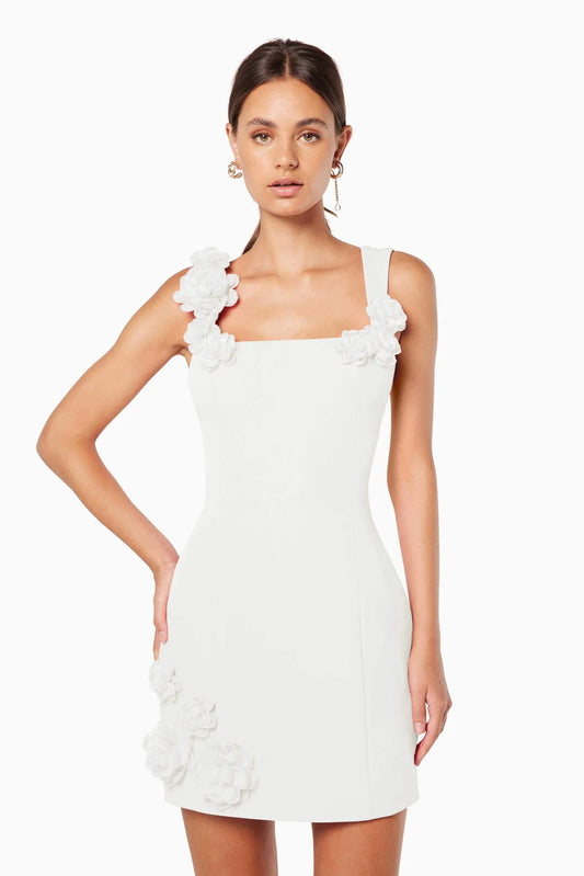 ELLIATT - Trompe 3D Floral Mini Dress - White