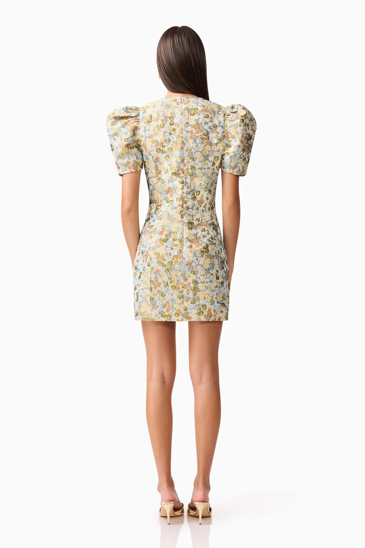 Tasmin Puff Sleeve Mini Dress in Blue & Yellow Floral