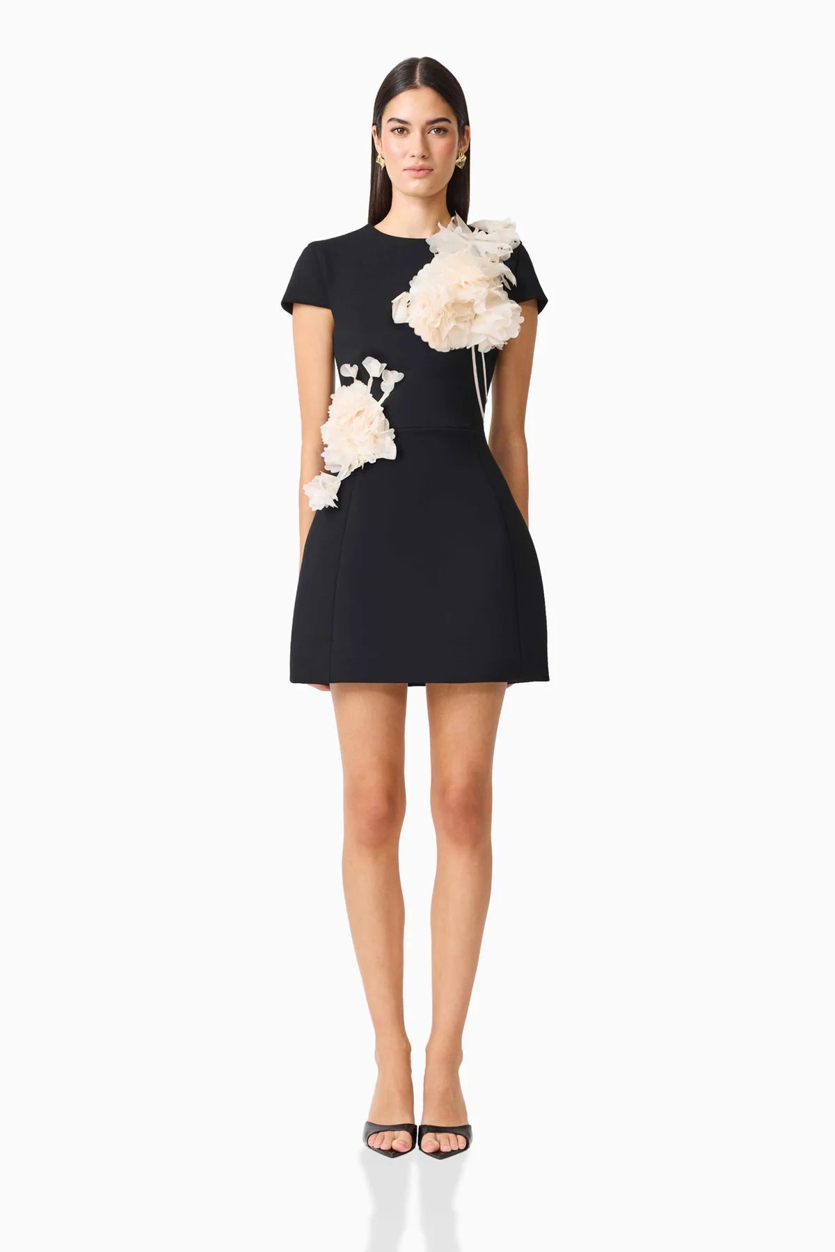 Martina Applique Mini Dress in Black