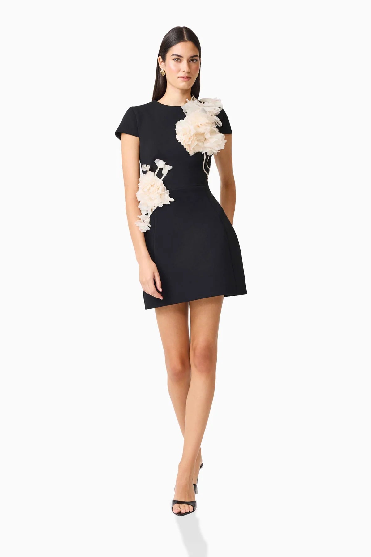 Martina Applique Mini Dress in Black