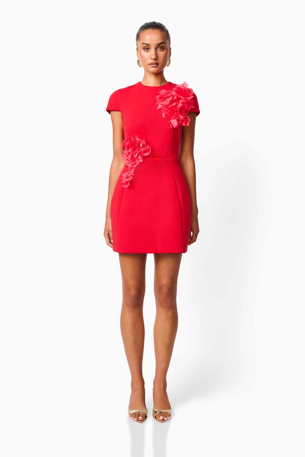 Martina Applique Mini Dress in Red