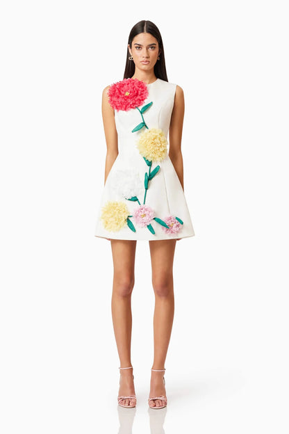 ELLIATT - Buttercup Embroidered Mini Dress - Ivory