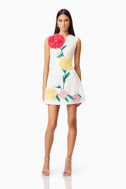 ELLIATT - Buttercup Embroidered Mini Dress - Ivory