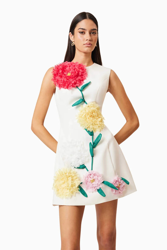 ELLIATT - Buttercup Embroidered Mini Dress - Ivory