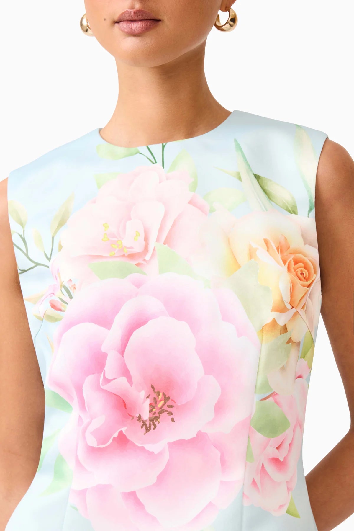 Harper Shift Mini Dress in Baby Blue Floral