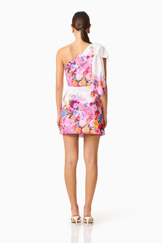 Alice One Shoulder Mini Dress in Ombre Floral