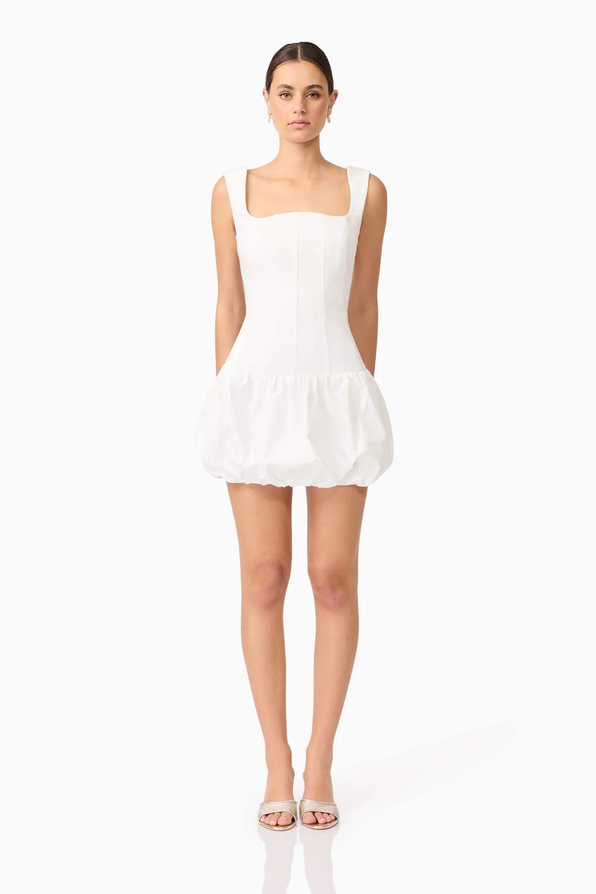 Ingrid Bubble Mini Dress in White - Spinout