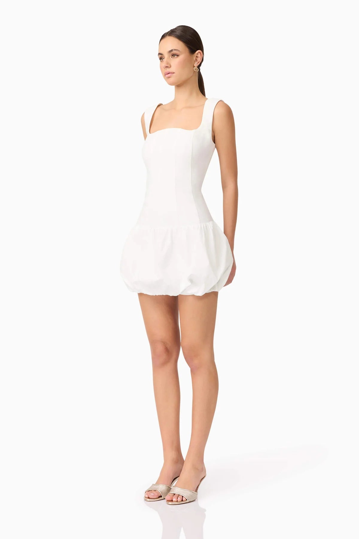 Ingrid Bubble Mini Dress in White - Spinout