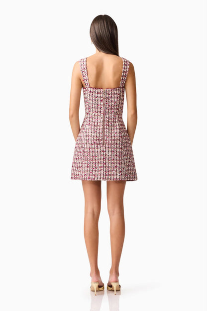 Bianca Tweed Mini Dress in Red