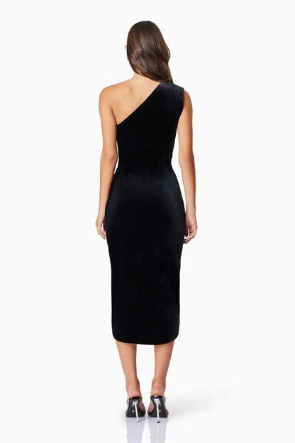 ELLIATT - Solene One Shoulder Midi Dress - Black