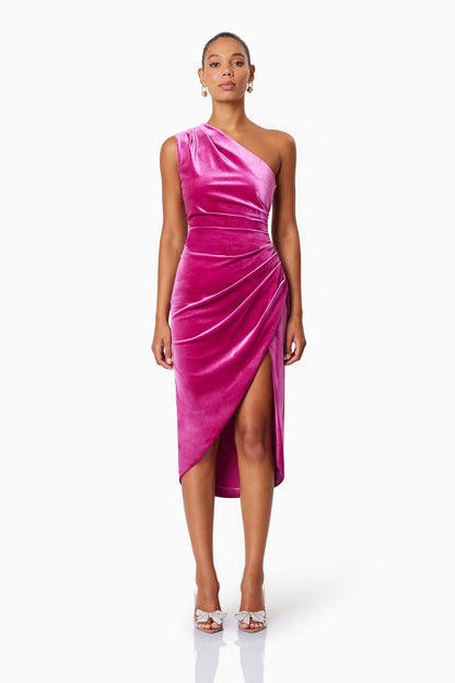 ELLIATT - Solene One Shoulder Midi Dress - Pink