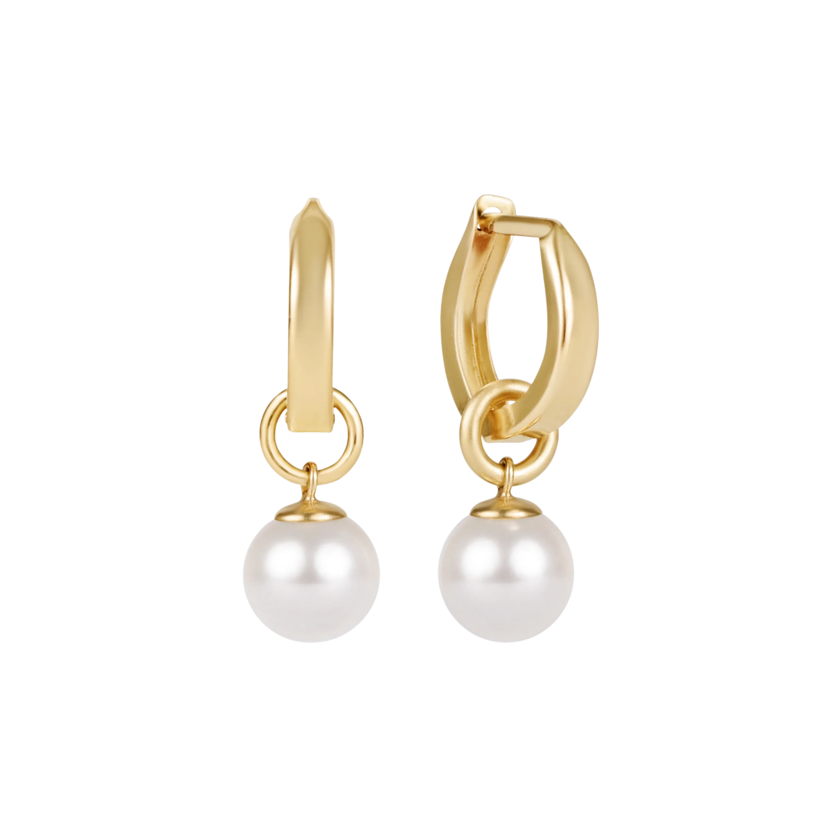 Huggie Gold 0.5" Hoop - Classic Pearl 8mm Charm