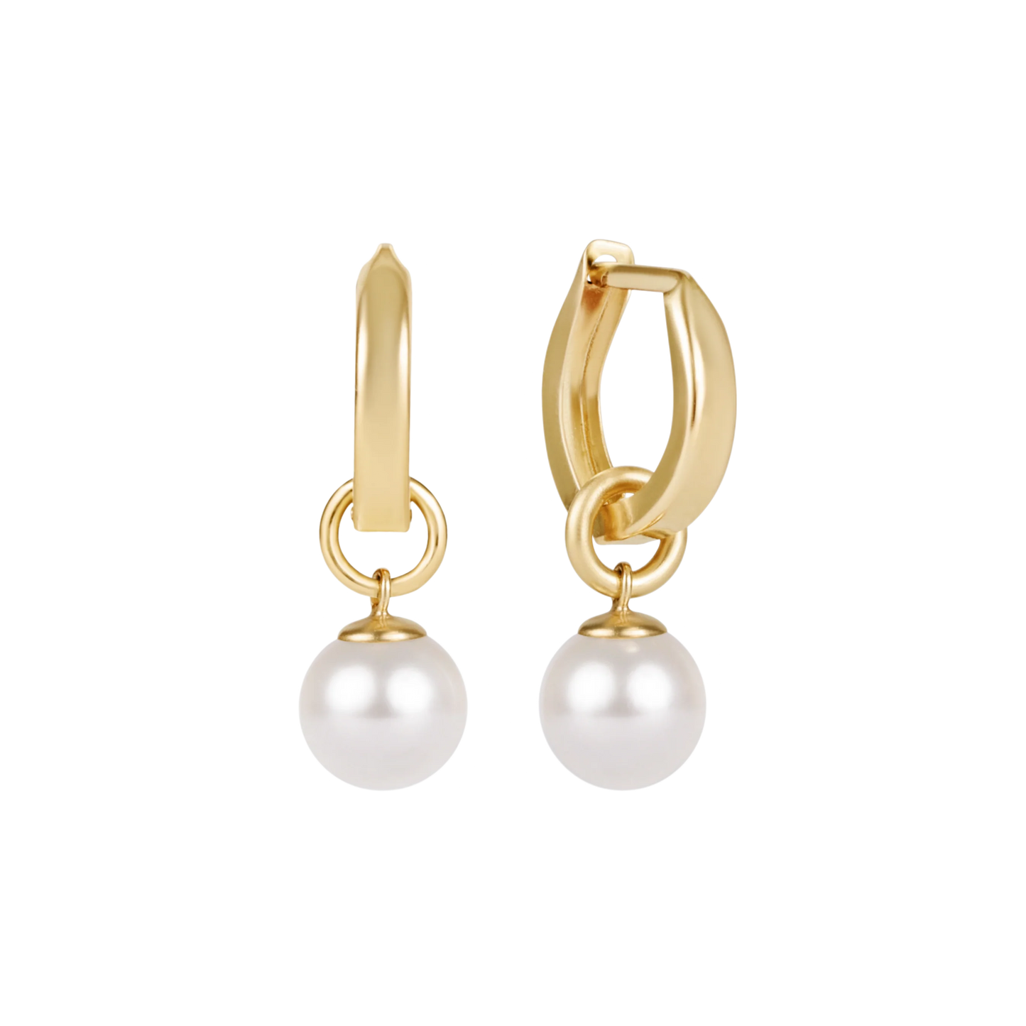 Huggie Gold 0.5" Hoop - Classic Pearl 8mm Charm