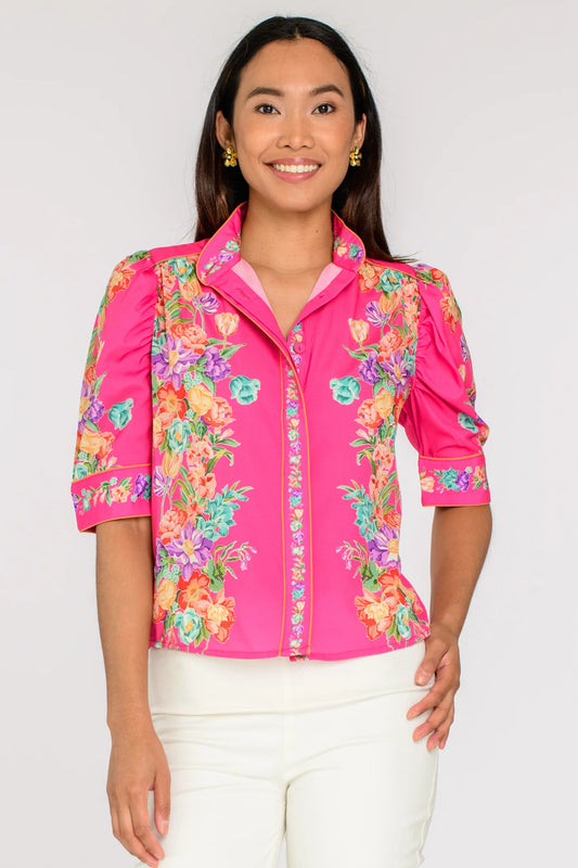 Ruthie Top in Tulip Tapestry - Pink Glo