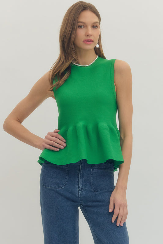 Cambridge Sleeveless Peplum - Green