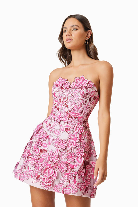 ELLIATT - OMR x ELLIATT: Roseate 3D Floral Mini Dress - Pink