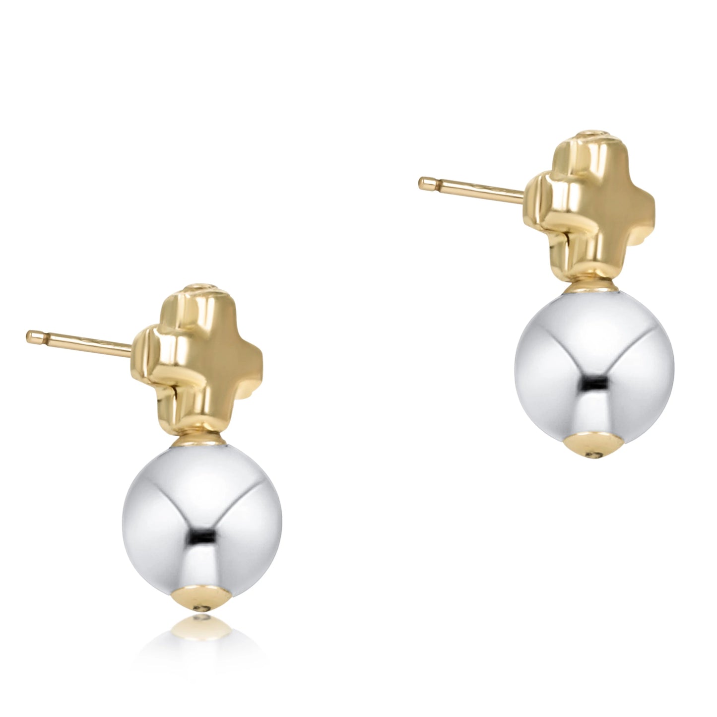 Signature Cross Mixed Metal Studs - Classic Sterling