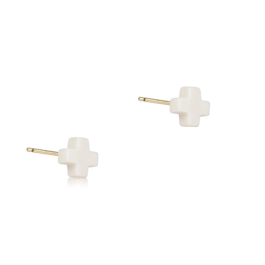Signature Cross Small Stud - Off-White