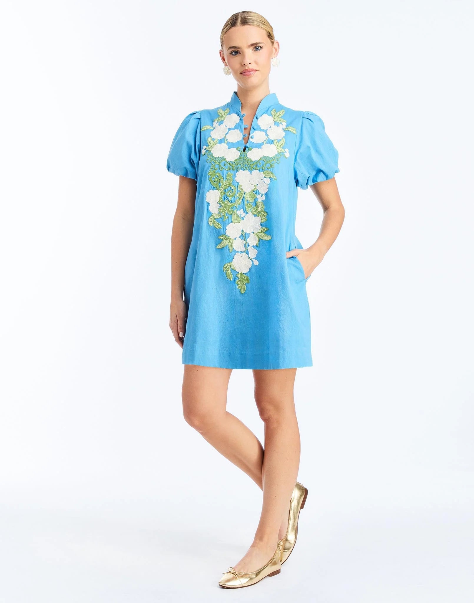 Elliana Barong Mini Dress - Cobalt Blue