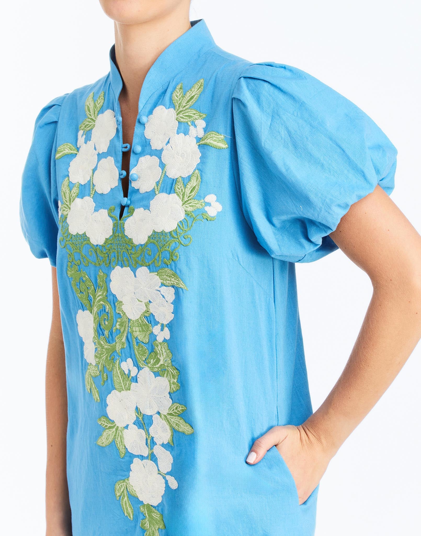 Elliana Barong Mini Dress - Cobalt Blue