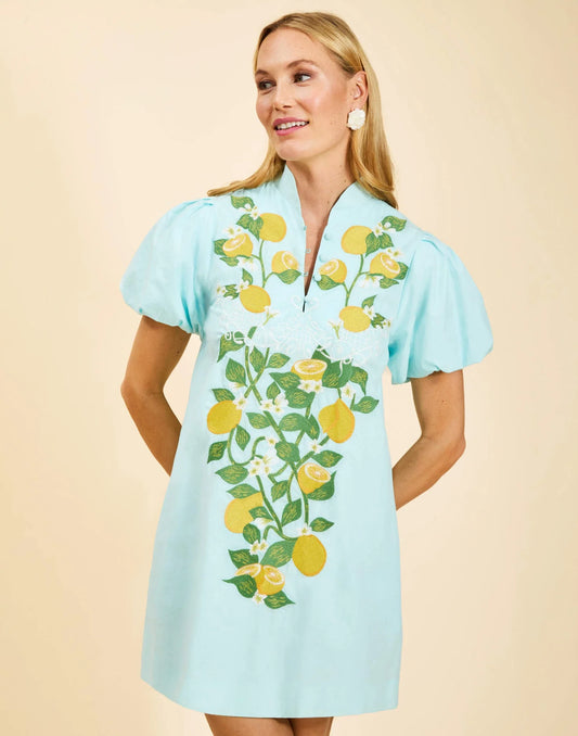 Elliana Barong Mini Dress - Sorrento Citrus