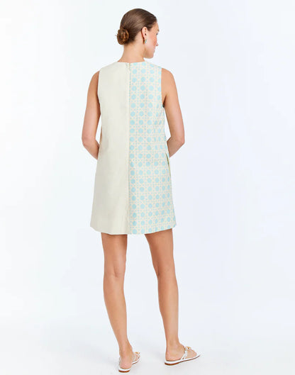 Mestiza - Etta Scallop Mini Dress - Solihiya Blue/Ivory