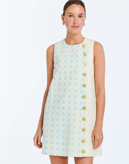 Mestiza - Etta Scallop Mini Dress - Solihiya Blue/Ivory