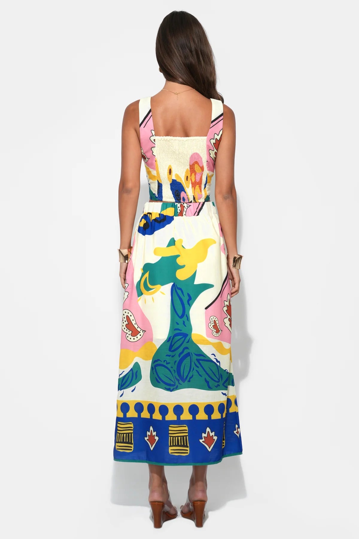 Annie Pull On Printed Skirt - Yellow/Blue