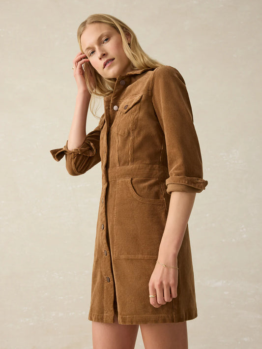 Faherty - Softstretch Cord Michelle Dress - Cord Brown