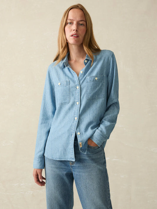 Faherty - Tried & True Chambray Shirt - Mid Wash