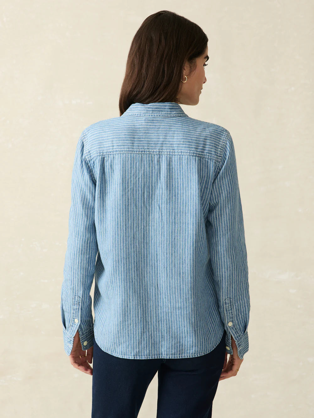 Faherty - Tried & True Chambray Shirt - Aspen Stripe Wash