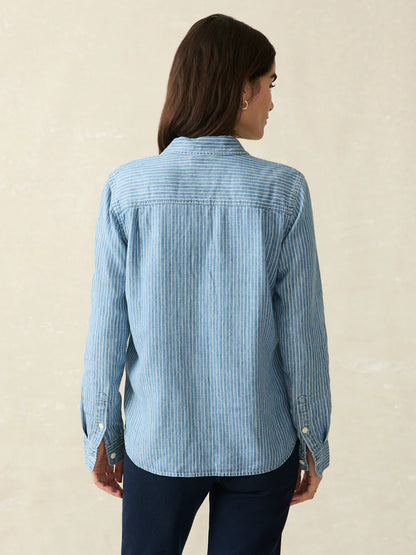 Faherty - Tried & True Chambray Shirt - Aspen Stripe Wash