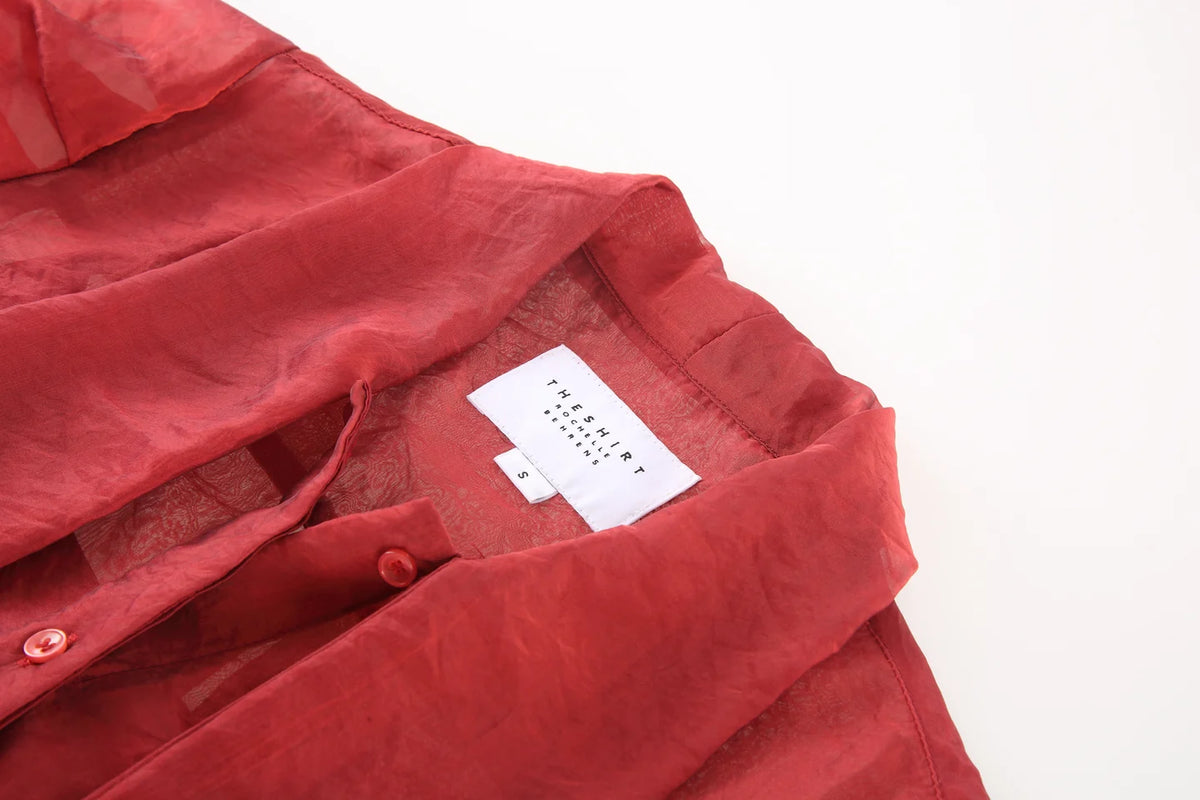 The Long Sleeve French Bow Shirt in Burgundy
