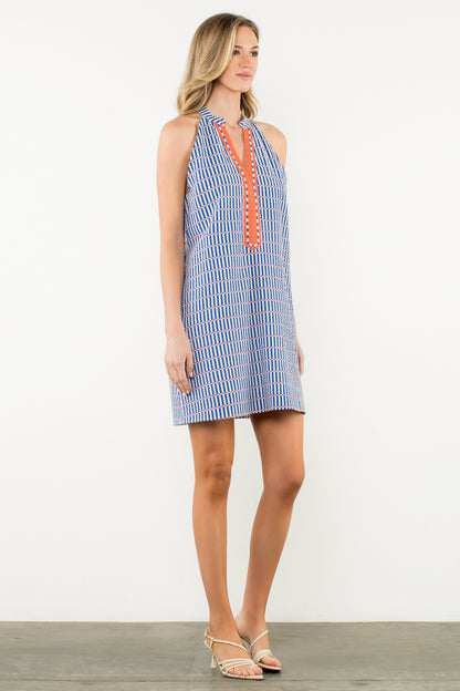 Sleeveless Striped Dress - Blue