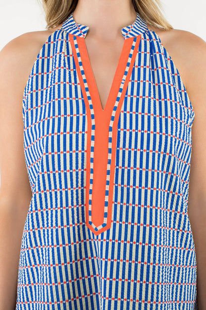 Sleeveless Striped Dress - Blue