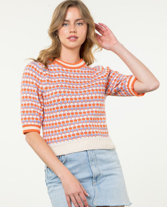 THML - Short Sleeve Knit Top - Orange